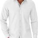 COOFANDY Men's Long Sleeve Casual Button Down Shirts Untucked Shirts for Men Regular Fit Dress Shirt 2XL