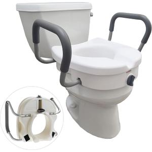 Carex E-Z Lock Toilet Seat and Safety Frame Combo Pack, 5-Inch Height Lift Seat Riser for Elderly and Handicap, Commode Chair For Elderly - Fits and Locks to Round or Elongated Toilets