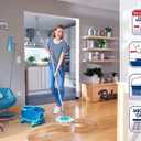 Leifheit Clean Twist Spin Mop and Bucket Set with Rollers | Telescopic Handle, 360° Joint, Spin-Dry System | Easy Glide Wheels | Blue