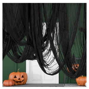 AOYOO Black Creepy Cloth 8.75 Yards x 85" with Fabric Scary Spooky Gauze Halloween Decorations for Haunted House Horror Decor Home Yard Indoor Outdoor Office Wall Vampire Zombie Theme Party Supply, Set of 2