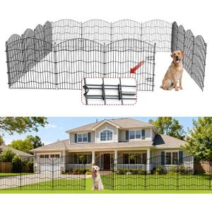 Garden Fence No Dig, 31in(H) x24ft(L) Black 15 Pack, with Gate