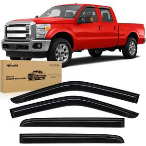 Nilight Tape-On Window Visors for Ford F250/F350/F450/F550 Super Duty 19992016 Crew Cab Only, Rain Guards, Vent Shades, Wind Deflectors, Reduce Wind Noise, Smoke Tint, 4PCS