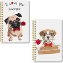 2pcs Dog and Red Rose Design Theme spiral notebook, 5.5x8.3 inches, containing 50 inner pages, suitable for writing, diary, office stationery, school supplies, and gifts for friends and family