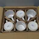famiware Coffee Mug Set for 6, Star 12 oz Catering Mugs Cup Set with Handle for Coffee, Tea, Cocoa, Milk - Ceramic Stoneware Drinkware Set, Cappuccino White