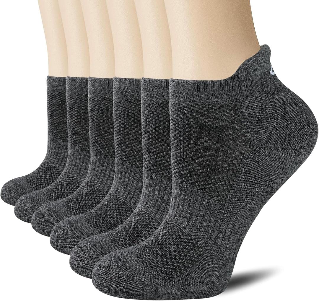 CS CELERSPORT 6 Pairs Ankle Athletic Running Socks Low Cut Sports Tab Socks for Men and Women (Small)
