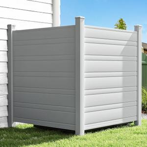DWVO 50" W x 50" H Garbage Can Privacy Fence, Outdoor Air Conditioner Fence Panel, Vinyl Trash Enclosure with Metal Stakes, 2 Panels (Gray)