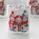 Christmas Votive Candle Holders Set of 3, Snowman Glass Tealight Candle Holders Snowman Table Centerpiece, Tabletop Decoration for Winter New Year Party Decor (Snowman 3)