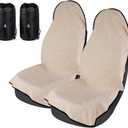 Universal Car Seat Cover Towel, Waterproof Washable Sweat Protection for Front Bucket Seats, Non-Slip Fit, Fits Cars SUVs Trucks, Ideal for Gym, Kids, Pets, Outdoor Sports, Travel (Beige, 2 Pack)