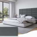 Peel and Stick Fabric Headboard Panels for Full Bed, 6PCS Upholstered Tufted Wall Backboard, Self-Adhesive Soundproof Anti-Collision Padded Design for Modern Bedrooms, 10"x24" Each, Black