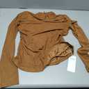 Poetsky Women's Sexy Sheer Long Sleeve Tops Mock Turtle Neck Mesh Ruched Fall Trendy Going Out Shirt Fitted Blouse 2026 Size L