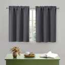 OWENIE Charcoal Grey Kitchen Curtains 36 Inch Length, Short Blackout Small Thermal Insulated Curtains Tier over Sink Rod Pocket Half Window for Bathroom Bedroom Camper RV Bunk, 2 Panels, Each 30Wx36"L