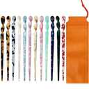 Pack of 3, 12 Pieces Acetate Hair Sticks Tortoise Shell Hairpin Leopard Shell Hair Pins Chinese Hair Sticks for buns Hair Styling Accessories Hair Chopsticks for Women Girls, 12 Style Not Repeating Pattern