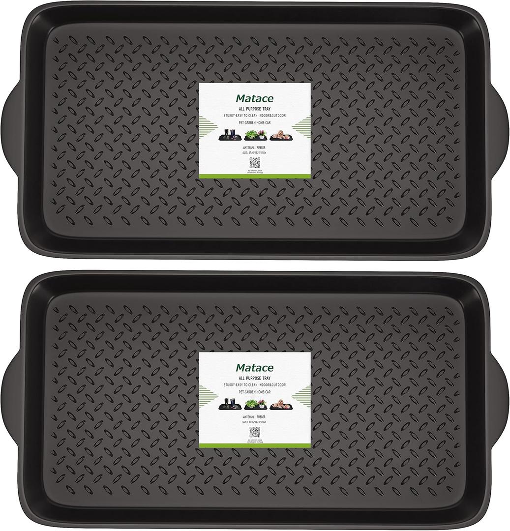 Matace 2 Pack Rubber Small Boot Tray for Entryway,Boot Mat,Shoe Tray,Shoe Mat for Indoor and Outdoor Use, 27.95"x 15.74"