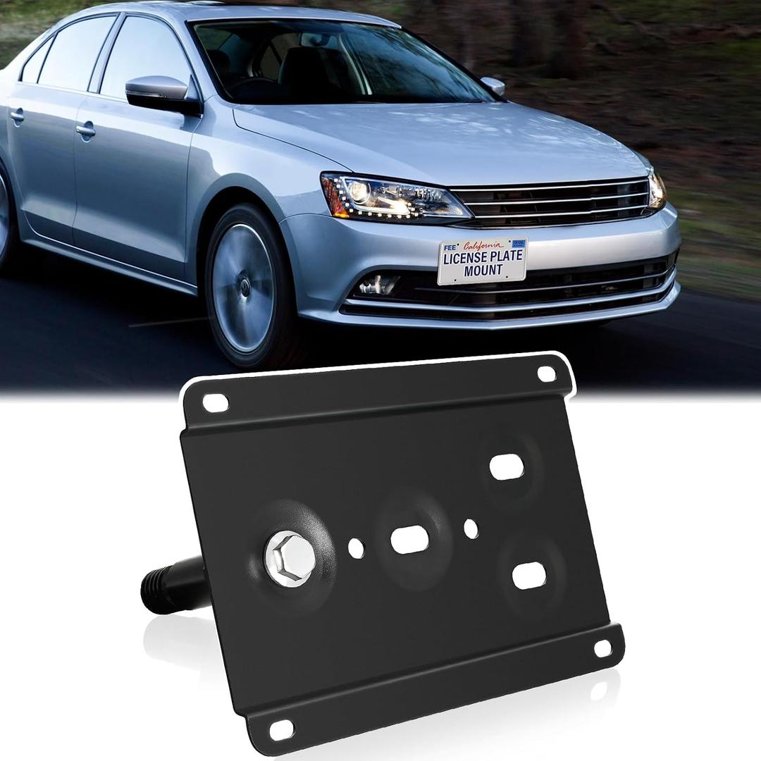 Front Bumper License Plate Mount Fits Volkswagen Tiguan/Tiguan R | No Drill Front License Plate Frames Tow Hook License Plate Bracket Holder Mounting Kit for Car Shows
