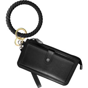 Idakekiy Wristlet Keychain, Silicon Key Ring Wallet Bracelets Card Holder Purse with Tassel for Women Girl