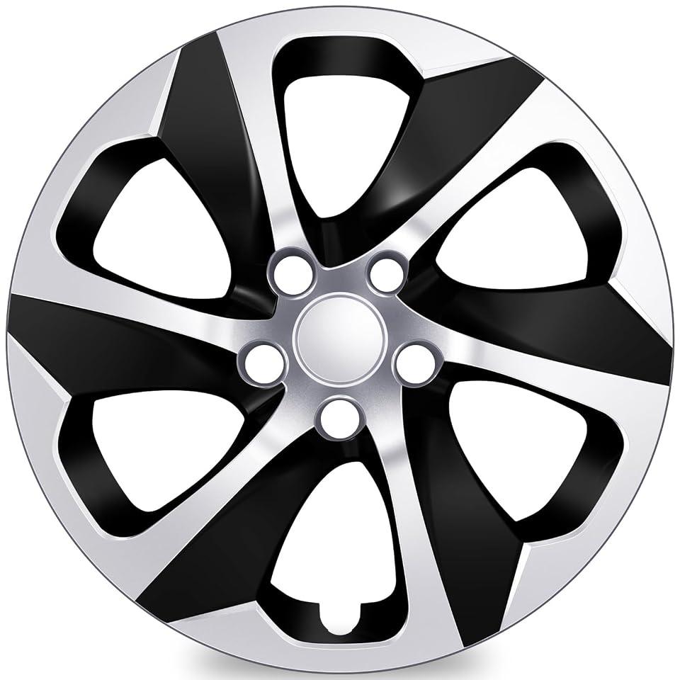 4-Pack Hubcaps Compatible with Toyota RAV4 2019 2020 2021 2022 2023 2024, 17 inch 17" Steel Wheel, Wheel Covers Skins, Snap On Tire Cover Replacement, Black and Silver (Silver and Black)