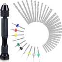 Mudder 57 Pieces Hand Drill Bits Set, 46 Pcs Pin Vise Micro Twist Drills and 10 Pcs PCB Mini Cutting Bits for Resin Polymer Clay Craft DIY Jewelry(Black)