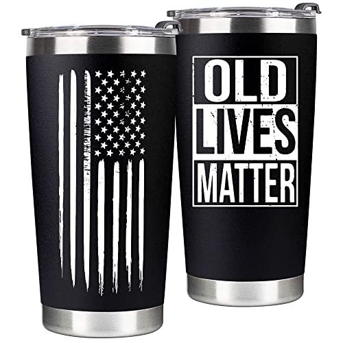 VIWIS Gag Christmas Gifts for Men, Dad from Daughter, Son - 30th, 40th, 50th and 60th Birthday Gifts for Men, Grandpa - Funny Old Man Gift, Old Lives Matter 20oz