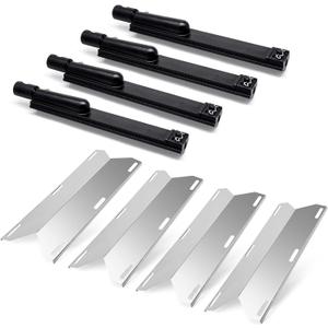 Adviace Grill Parts for Jenn-Air 720-0062-LP 720-0164 720-0165 720-0061-LP 720-0099-NG, 4 Pack Heat Plates and Cast Iron Burners Replacement for Jennair Jenn Air 720-0062 Gas Grill Models
