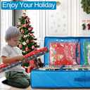 Bonnary Christmas Wrapping Paper Storage Container Fits up to 18-24 Rolls, Underbed Gift Wrapping Organizer with Interior Pockets, Gift Storage Bag for Wrapping Paper Rolls, Ribbon, Bows,Ornaments