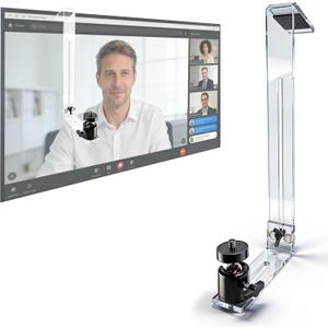 M1 Pro Webcam Mount for Monitor | Transparent Acrylic, Adjustable Pan-Tilt Head, Anti-Slip Pads, Assembled Design, For Desktop PC Laptops