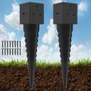 2 Pcs 16" 4x4 Fence Post Anchor Ground Spike (Actual:3.6"x3.6"), 4x4 Post Spike Black,Mailbox Post Anchor for Fences, Mailboxes,Pergolas,Patios,Birdhouses,Road Signs