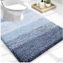 OLANLY Luxury Toilet Rugs U-Shaped 24x20, Extra Soft and Absorbent Microfiber Bathroom Rugs, Non-Slip Plush Shaggy Bath Mat, Machine Wash Dry, Contour Bathroom Mats for Toilet Base, Blue