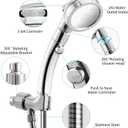 Marbrasse High Pressure Shower Head with Hose and Holder, 3-Settings Handheld Showerhead with Push Switch and Button to Control Water Flow for Saving Water,Removable Camper Shower Head