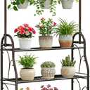 SORCEDAS Plant Stand Indoor Outdoor 3 Tier Tall Corner Hanging Shelf Metal Flower Stands Ladder Holder for Living Room Balcony Garden Patio Multiple Plants, Bronze