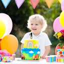 Blue Black 1st Birthday Candle for Girls Boys - Number 1 Candle, Blue Dog Cake Decorations, Cute Dog Cartoon Themed Birthday Party Supplies