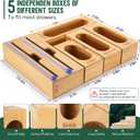 Individual Storage Bag Organizer for Kitchen Drawer, Bamboo with Foil and Plastic Wrap Organizer for Kitchen Organizers and Storage, for Gallon, Quart, Sandwich, Snack