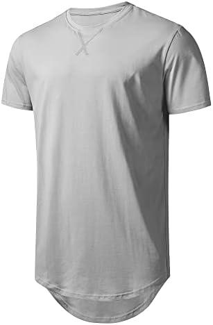 LETAOTAO Mens Hipster Longline T-Shirt Drop Cut Scallop Long Tail Slim Fit Bodybuilding Gym Muscle Workout Tee, XXL