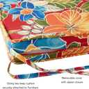 Outdoor 18 inch Square Patio Dining Chair Pads – Comfortable Fiber-Filled Seat Cushions with Ties, Reversible Polyester Fabric - Aloha Red Floral, Set of 2