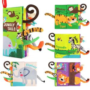 beiens Baby Books Toys, Touch and Feel Crinkle Cloth Book for Infant Baby 0-3-6-12-18 Months, Early Development Interactive Stroller Soft Toys, Newborn Gifts for Boys Girls