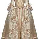 Court Rococo Baroque Marie Antoinette Ball Dresses 18th Century Victorian Dress Ball Gowns Royal Women Costume (X-Small, Gold)