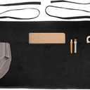 Xeoxarel Server Aprons with 4 Pockets, Unisex Waitress Waiter Waist Apron for Women and Man Half Black 11.5''