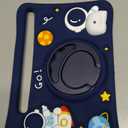 for Samsung Galaxy Tab S10 FE/S9 FE Case - Tab S9 Case Boys Cute Astronaut Cover Kawaii 3D Spacemen with Rotating Handle Stand + Strap Soft Silicone Cover Funda para Tab S10 Fe 10.9 Inch