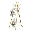 Large Easels for Display, Gold Decorative Metal Poster Easel Stand for Sign Wedding Welcome Sign Floor Stand with Adjustable Chain Support for Art, Picture Frame, Mirror (50" H)