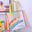 2 x Iridescent Tote Bag PVC Handbag Waterproof Beach Bag Reusable Clear Bags for Shopping Vacation Travel Pool (Large Size)