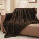 BEDELITE Brown Throw Blanket for Couch and Bed- Super Soft and Warm 3D Checkered Fluffy Fuzzy Fleece Blanket, Luxurious Plush Cozy Blanket for Room Decor Spring, 50x60 inches