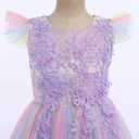 Flower Girls Maxi Dress Bridesmaid Wedding Pageant Party Princess Communion Floral Boho Vintage Lace Dance Gown, Size 140 (Purple)