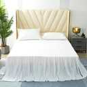 White Bed Skirt Queen Size Ruffled Bed Skirt with Split Corners, Queen Bed Skirt 22 Inch Drop, TSUTOMI Queen Size Bed Skirt White for Ruffled Bed Skirt with Split Corners, Bed Skirt Queen Size