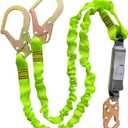 6FT Double Leg Internal Shock Absorbing Safety Fall Protection Lanyard with Dual Rebar & Snap Hook |Heavy-Duty Webbing | Roofer, Construction, Scaffolding | OSHA & ANSI Rated (A-Shock Absorbing)