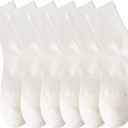 MAGIARTE Mens Athletic Cotton Quarter Crew Socks Moisture Wicking Odor Control Arch Support Compression Running Socks for men (11-14, Color#01 White (6 Pairs))