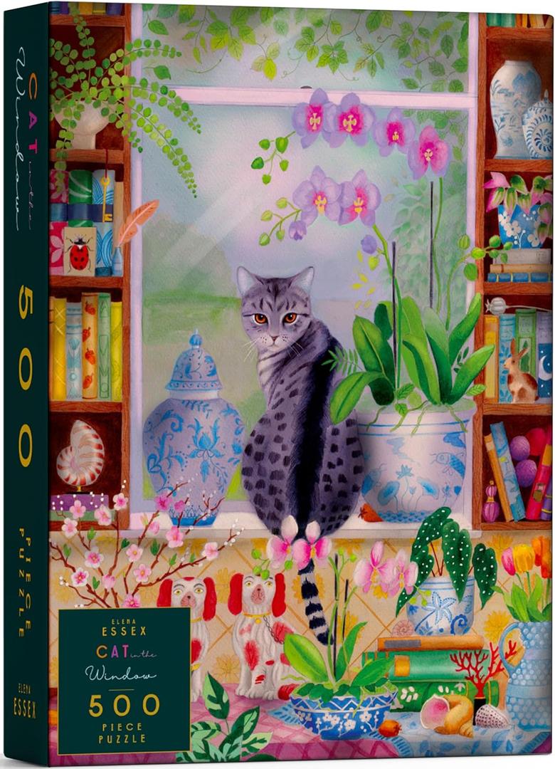 Elena Essex Puzzles for Adults 500 - Cat in The Window | 500 Piece Puzzles for Adults | Jigsaw Puzzles 500 Pieces | Cat Puzzle | Puzzles Size 18x24inches