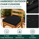 HARBOREST Outdoor Chair Cushions Set of 4, Water Resistant Patio Chair Cushions with Ties, Outdoor Seat Cushions for Patio Furniture, 17"x16"x2", Black