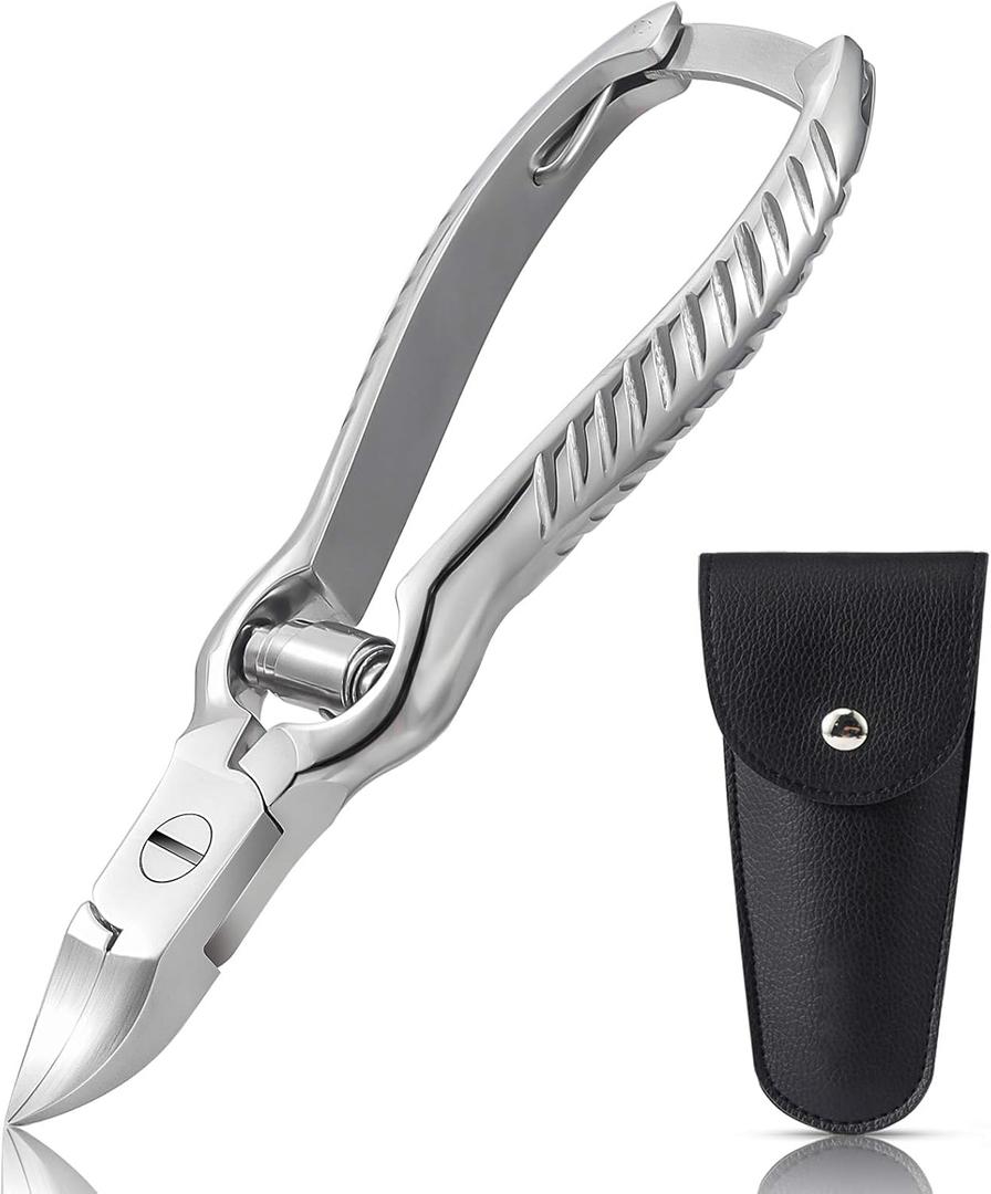 BEZOX Heavy Duty Podiatrist Toenail Clippers for Thick and Ingrown Nails, Stainless Steel Toe Nail Clipper, Pordiatry Ingrwon Toenail Tools - Silver