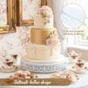 Wenqik 14 Inch White Cake Stand Set Metal Round Cupcake Dessert Stand with Cake Cutting, Spatula Wedding Cupcake Pastry Display Candy Holder Display for Wedding Party Birthday Baby Shower(Classic)