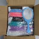 Goaste 24 Pack Vintage Handheld Mirror, Portable Embossed Flower Mirror, Hand Held Decorative Mirrors for Face Makeup, Travel, Camping, Home, Assorted Colors, 7"3"