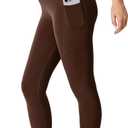 High Waisted Leggings for Women 25"/28" Inseam with Pockets Tummy Control Buttery Soft Yoga Pants (Brown, XS)